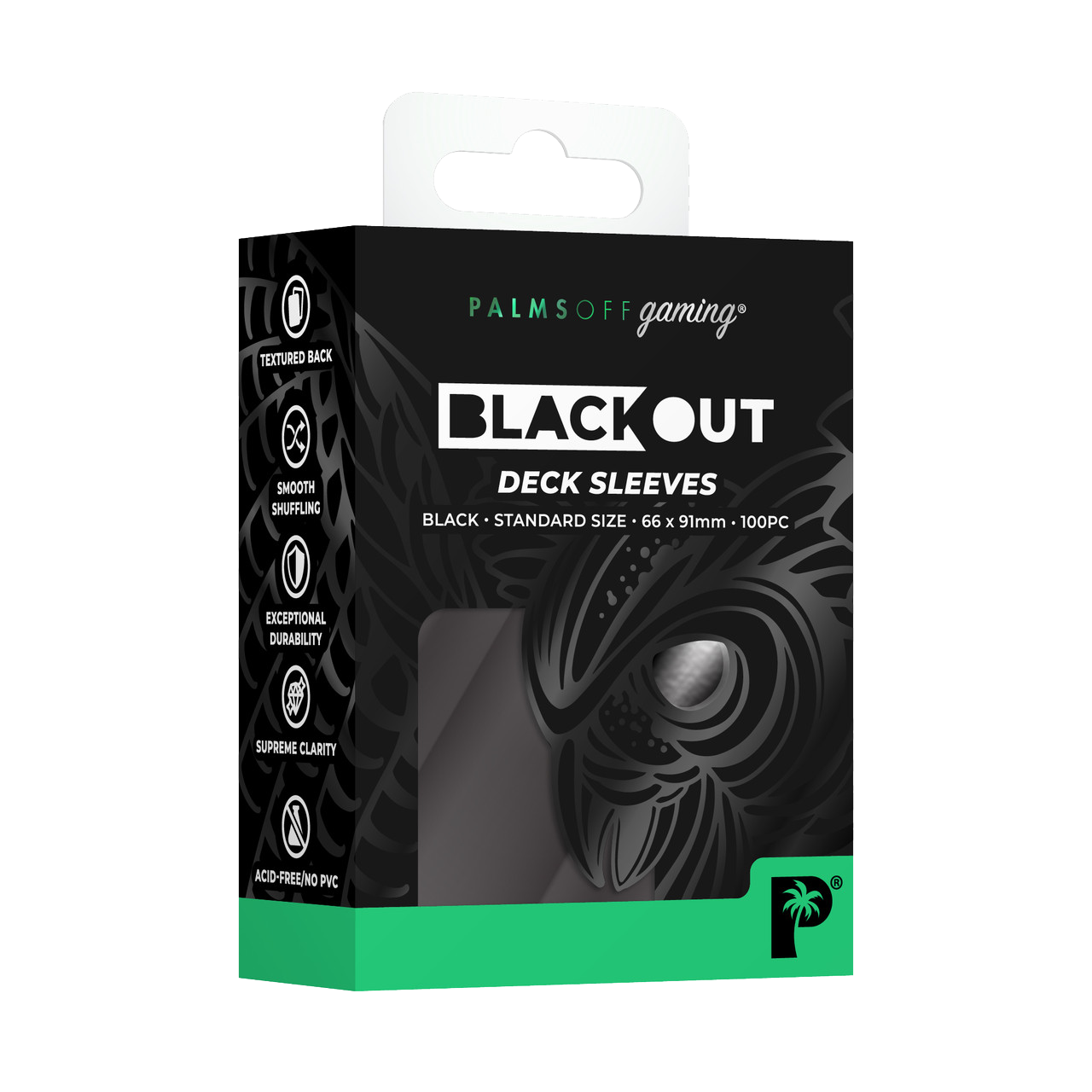 Palms Off Gaming Blackout Deck Sleeves - Standard Size - Black - 100pc