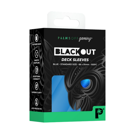 Palms Off Gaming Blackout Deck Sleeves - Standard Size - Blue - 100pc