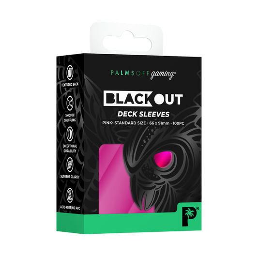 Palms Off Gaming Blackout Deck Sleeves - Standard Size - Pink - 100pc