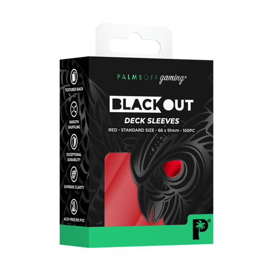 Palms Off Gaming Blackout Deck Sleeves - Standard Size - Red - 100pc