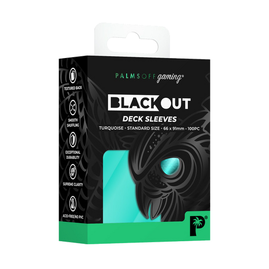 Palms Off Gaming Blackout Deck Sleeves - Standard Size - Turquoise - 100pc