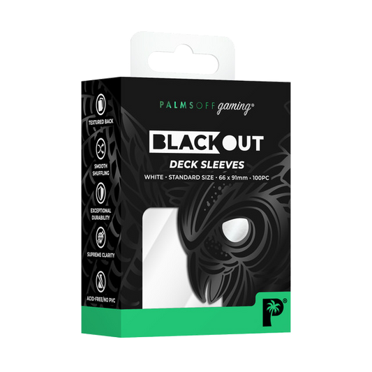 Palms Off Gaming Blackout Deck Sleeves - Standard Size - White - 100pc