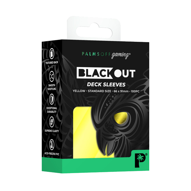 Palms Off Gaming Blackout Deck Sleeves - Standard Size - Yellow - 100pc